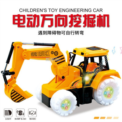 Electric Engineering Car Excavator Bulldozer with Light Music 360-Degree Rotating Universal Driving Children's Toy