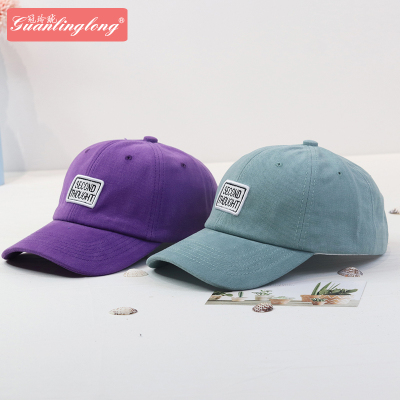 Spring 2021 Ins Labeling Baseball Cap Female Korean Style All-Matching Peaked Cap Cotton Hat Sun Protection Hat Female