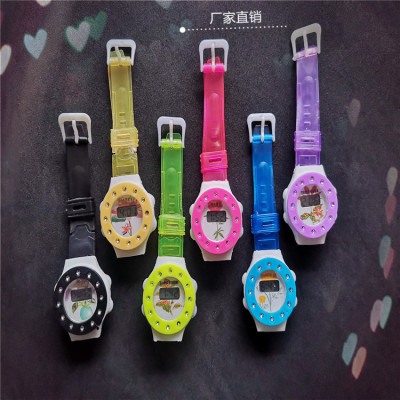 Store New Children's Cartoon round Plastic Electronic Watch Wechat Drainage Transparent Watch Wholesale Stall Hot Sale