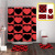 Cross-Border Hot Valentine's Day Heart Printing Shower Curtain Floor Mat Four-Piece Set Bathroom Mat Bathroom Creative Shower Curtain Curtain