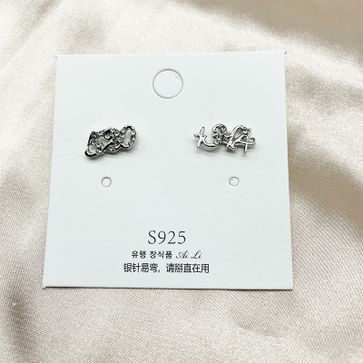 South Korea Dongdaemun S925 Silver Accessories Retro Hipster round Diamond Geometric with Screws Ear Studs