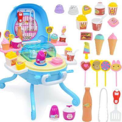 Ice Cream Toy Light Music Ice Cream Table Simulation Dessert Station Girl Children Play House Toy Set