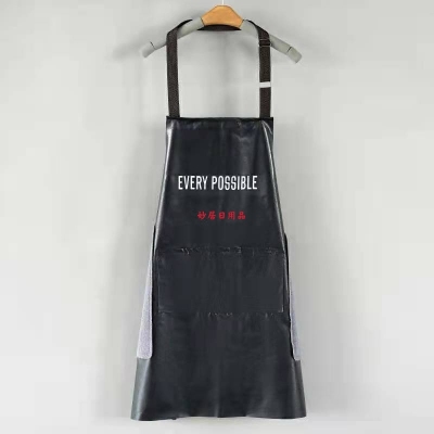 Kitchen Hand-Wiping Household Apron Women's Thickened Apron with Towel Waterproof and Oil-Proof Hand-Wiping Apron H