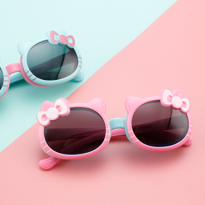 Children's Polarized Sunglasses Bow Flip Cute Cartoon Cat Children's Sunglasses UV Protection New Glasses