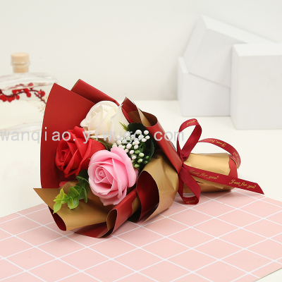 Cross-Border E-Commerce Mother's Day Chinese Valentine's Day Gift with Three Soap Rose Flower Box Wedding Wedding Favors