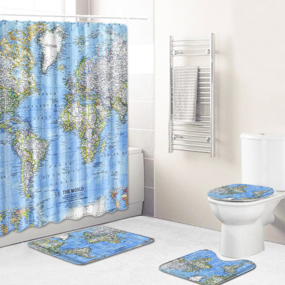 Graphic Customization Floor Mat Combination 4 PCs Set Toilet Carpet Shower Room Mat Floor Mat Cross-Border Delivery