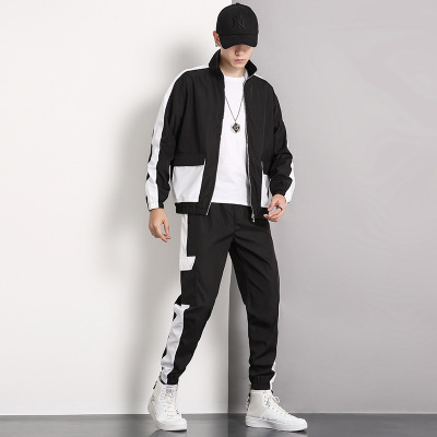 Spring Autumn Set Men's Spring 2021 New Korean Style Trendy Sportswear Set with Casual Handsome Menswear