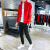 Sports Suit Men's Running Sportswear 2021 New Spring Student Two-Piece Suit Sweatshirt Striped Casual Wear