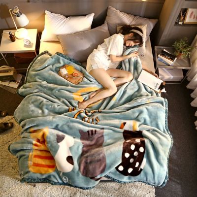 Super Soft Laschel Blanket Thick Double-Layer Cover Blanket Double-Sided Velvet Student Cartoon Nap Blanket Wedding Gifts F
