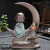 Ywbeyond Home Decor Buddha Incense Burner Little Monk Moon Lotus Smoke Waterfall Incense Burner Ceramic Incense Holde