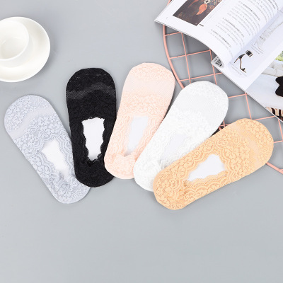 Summer Lace Ultra Thin Ankle Socks Women Wholesale Low Cut Silicone Anti-Slip Invisible Socks Mesh Breathable Tight Foot Sock