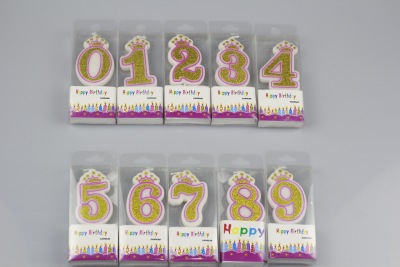 Birthday Candle 0-9 Crown Shape Dusting Powder Digital Candle Creative