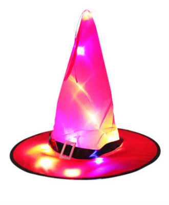 Halloween Oxford Cloth Witch Hat with Light Dance Party Decoration Supplies Led Glowing Witch Hat Wizard's Hat