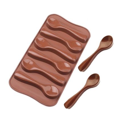 Cross-Border Hot Selling 6-Piece Spoon Soup Spoon Silicone Chocolate Mold Household Creative Mousse Cake Baking Mold