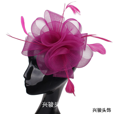 Personal Photo Feather Headwear Bride Veil Headdress Hair Accessories Women's Dress Hat Barrettes Foreign Trade First-Hand Supply