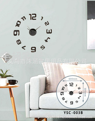 Factory Direct Sales DIY Clock Sticker Self-Adhesive Suction Card Clock Digital Butterfly Coffee Angel Noiseless Clock Sticker