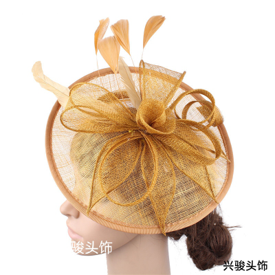 DIY round Exaggerated Big Hatstand Cambric Feather Top Hat British Retro Royal Noble Banquet Party Hat
