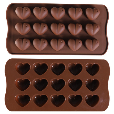 Exclusive for Cross-Border 15-Piece Three-Dimensional Heart-Shaped Silicone Chocolate Cake Mold with Raindrops Household DIY Baking Mold