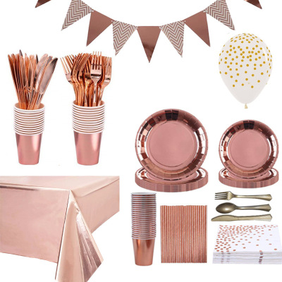 Gold Silver Rose Gold Paper Cup Paper Pallet Party Suit Birthday Party Layout Supplies