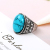Ring European and American Imitation Crack Blue Bracelet Vintage Resin Colored Glaze High Profile Fashion Alloy Diamond-Embedded Bold Ring