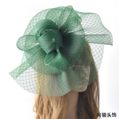 Exaggerated Large Mesh Head Flower Bowler Hat Jockey Club Headdress Catwalk Show Model Watch Show Hair Styling Head Clip