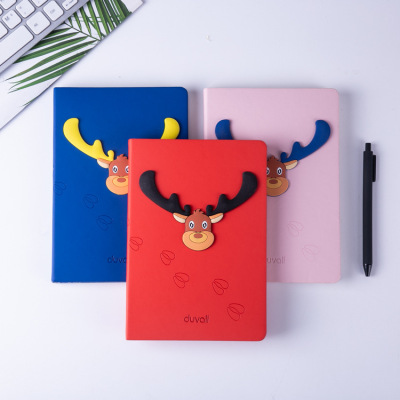 Antlers Leather Covered Notebook Manufacturers Supply Cartoon Student Notepad Diary Journal Book Custom Logo