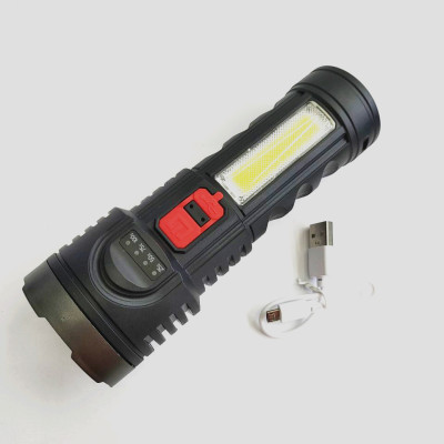New Plastic 3wcob Flashlight Fixed Focus USB Charging Power Display Outdoor Strong Lighting Power Torch Flashlight Tube