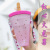 Summer Simplicity Korean Style Creative Water Cup Silicone Watermelon Strap Straw Cold Drink Plastic Shape Water Cup Hot Sale