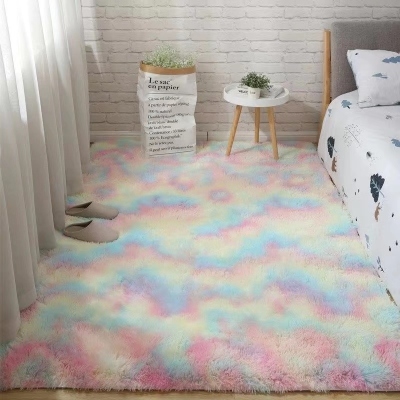Factory Wholesale Silk Hair Tie-Dyed Non-Slip Floor Mat Bedroom Living Room Full Carpet