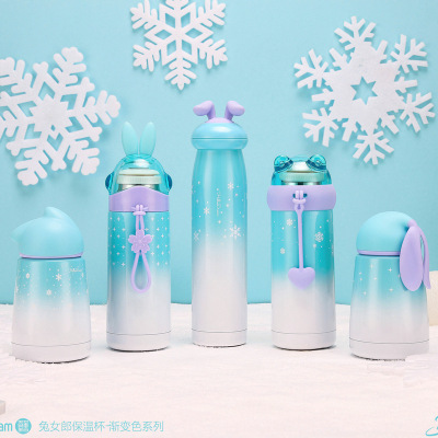 Aikesi Rabbit Gradient Color Ice and Snow Series Vacuum Cup Creative Children Cartoon Cute Water Glass Custom Logo
