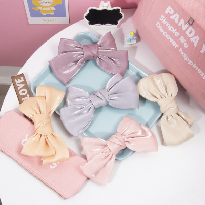 Super Fairy Mermaid French Pearlescent Satin Bow Barrettes Back Head Clip Mori Style Head Clip Hairpin Hair Ornaments