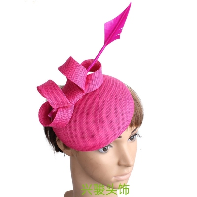 New British Simple Fashion Bowknot Top Hat Hair Accessory Clips Retro Feather Headwear Imitation Linen Headwear