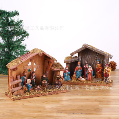 A Variety Of Spot Resin Crafts Christmas Gift Decoration The Birth Of Jesus Scene Decoration Horse Trough Church Decoration