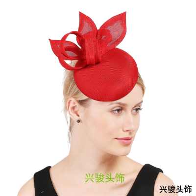 European and American Bride Hair Accessories Feather Headwear Amazon Popular Banquet Mesh Hair Accessories Photo Top Hat Imitation Linen Headdress