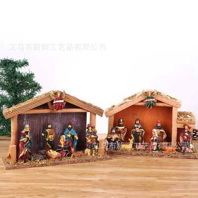 Resin Crafts Christmas Gift Decoration Jesus Birth Scene Resin Crafts Horse Trough Group Religious Articles