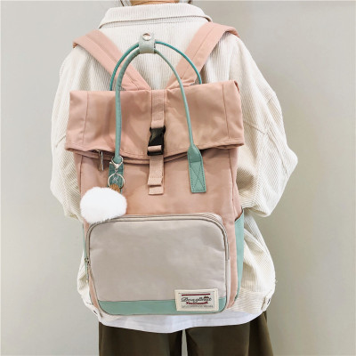 Japanese Girl's Schoolbag Women's Korean-Style Contrast Color Campus High School and College Student Backpack Women's Portable Large-Capacity Backpack Fashion