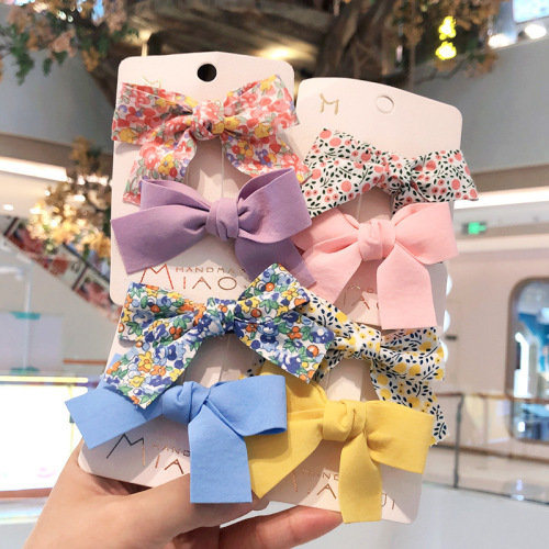 floral bow hairpin children‘s korean ins headdress top clip bangs clip female side clip hairpin hair accessories set