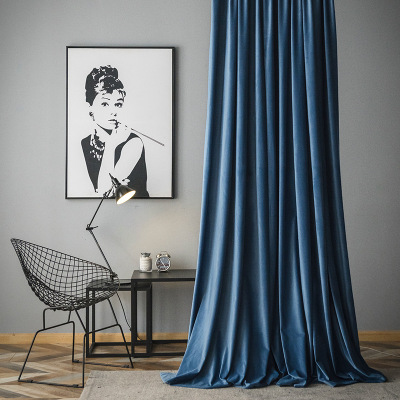 Flannel Shading Curtain High-End Luxury Black Silk Netherlands Velvet Curtain Factory Direct Sales