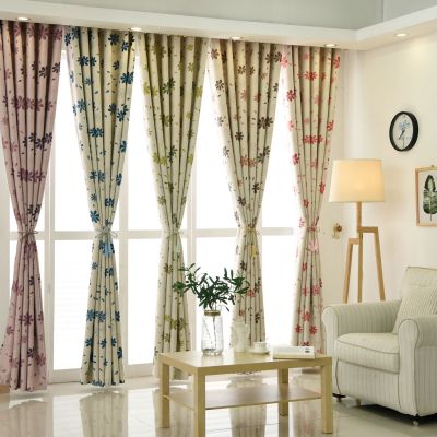 Factory Direct Sales Shading Cloth Seven-Leaf Flower Print Curtain
