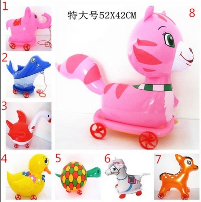 Cable Inflatable Toys Wholesale Large Children's Cartoon Stall Goods Wholesale Summer Load PVC Animal Trolley