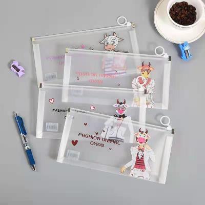 Creative New Cute Ring File Bag Transparent Student Plastic Pencil Bag Information Bag Office Stationery