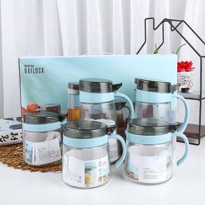 Kitchen Supplies Glass Oiler and Seasoning Jar Oiler Seasoning Containers Five-Piece Gift Box Factory Wholesale