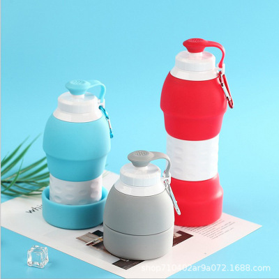 Travel Folding Water Bottle Soft Silicone Can Adjustable Cup Sports Outdoor Travel Portable Folding Cup Insulation Cute Water Bottle