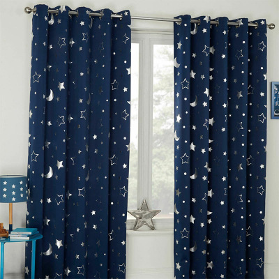 New Reflective Hot Silver Large XINGX Printed Curtain Finished Product Amazon Shopee Light Luxury Curtain Custom Delivery