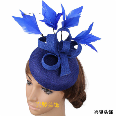 New Cambric Top Hat Socialite Noble Dinner Dress Headdress Accessories Personal Photo Feather Hair Accessories Factory Direct Sales