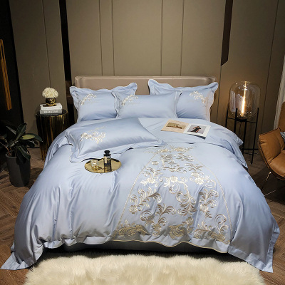 Gao Ding Series European-Style Retro Embroidered Palace Style 100S Australian Cotton Light Luxury Bed Four-Piece Cotton Satin 1.8