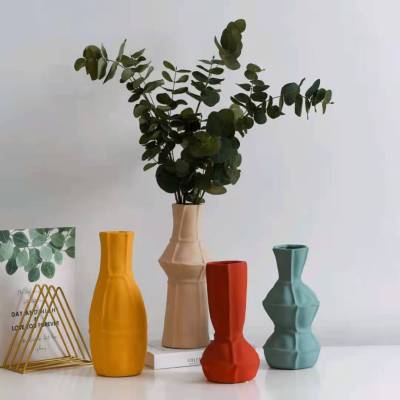 Modern Minimalist Ceramic Vase Rubber Effect Paint Flowers Dried Flower Flower Arrangement Vase Model Room Living Room Decoration Nordic Vase