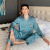 New Spring Long-Sleeved Trousers Cardigan Large Size Printed Silk Men's Pajamas Fashion Casual Ice Silk Home Wear Men