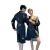 Ice Silk Couple Pajamas Spring and Summer New Artificial Silk Women's Nightdress Korean Style Large Size Long Sleeve Home Wear Men's Wholesale