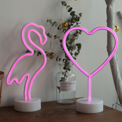 INS New LED Shape Flamingo Love Creative Christmas Holiday Decoration Small Night Lamp with Base Neon Light